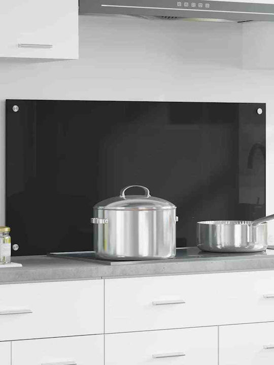 Vidaxl Kitchen Back Panel Black 100 X 50 X 0.8 cm Tempered Glass