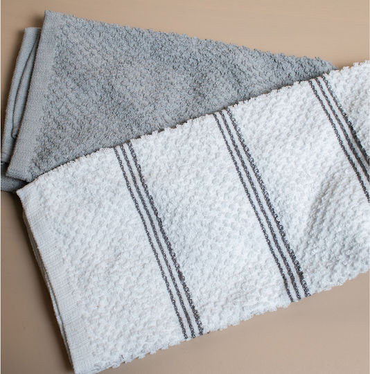 White Fabric Handtuch aus 100% Baumwolle in Gray Farbe 41x66cm 2Stück