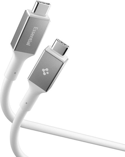 Spigen Essential Кабел За Зареждане И Прехвърляне На Данни 2x USB-C 100W 5Gbps 2m Бял