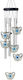Silver Metal 5-tube Wind Chime 6 Butterflies Feng-shui Model Home Garden