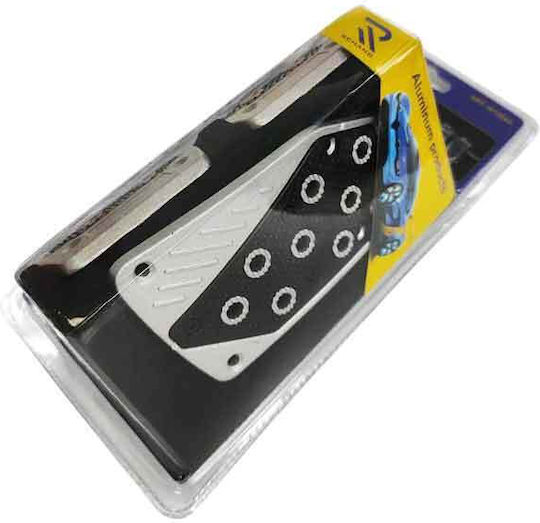 Car Pedal Set Universal Aluminum Silver 3pcs