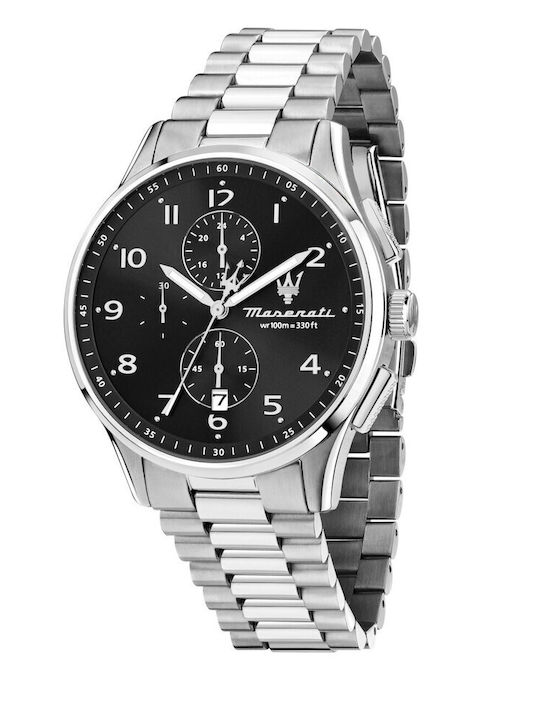 Maserati Men's Watch 42mm Chronograph Battery with Silver Metal Bracelet