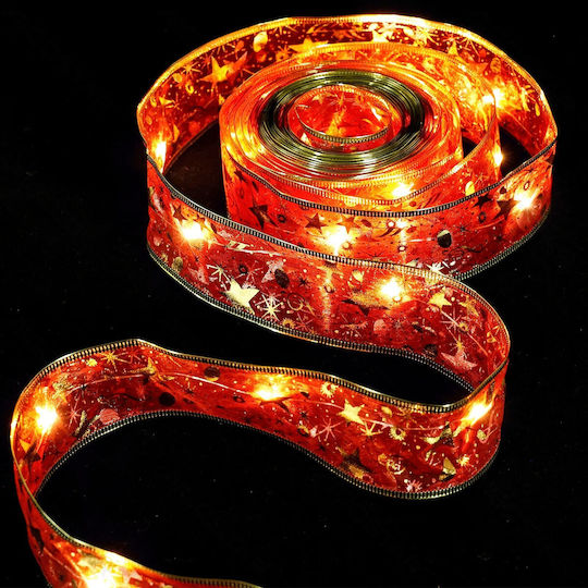 Decorative Light Ribbon Red Battery String 3AA Warm White Stars Width 5 cm Length 10m 100 LED Aigostar Sds-8433325413606 Sss