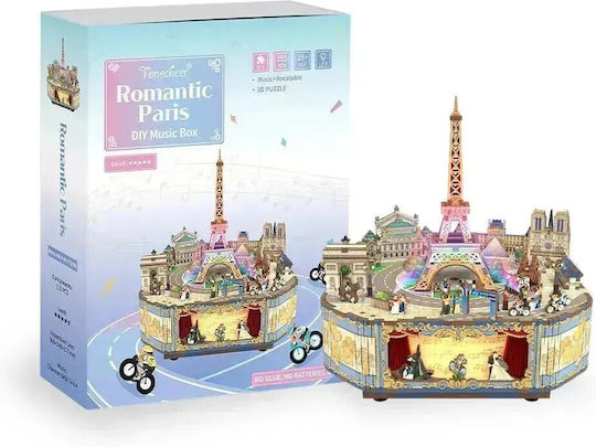 Tonecheer Παιχνίδι Κατασκευών Ξύλινo Romantic Paris DIY Music Box Ages για Παιδιά 15+ Ετών