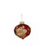 Christmas Tree Ornament Glass Red Flower Gold 8cm