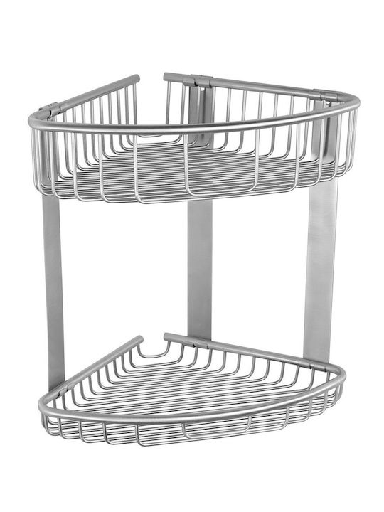 Karag Reti Corner Wall Mounted Bathroom Shelf Metallic 21x21x29cm Silver