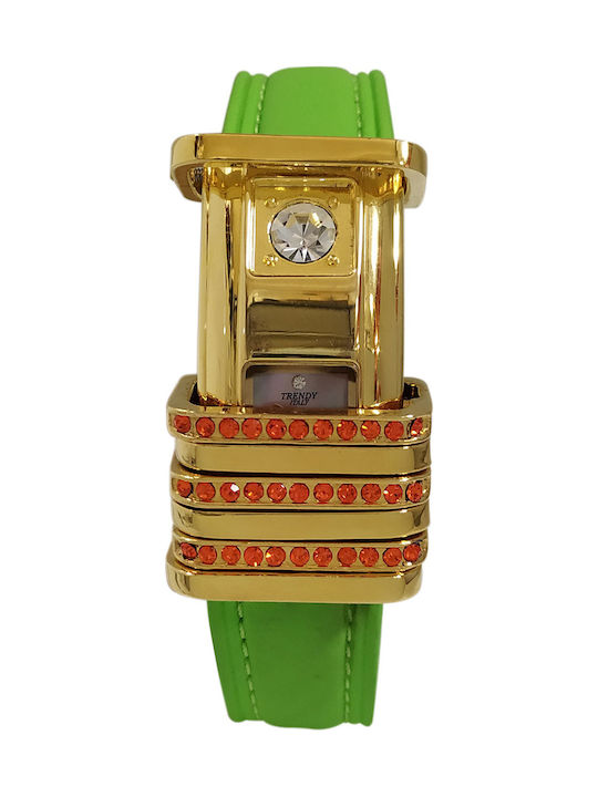Trendy Kiss Ceas de Damă cu Verde Curea din Piele