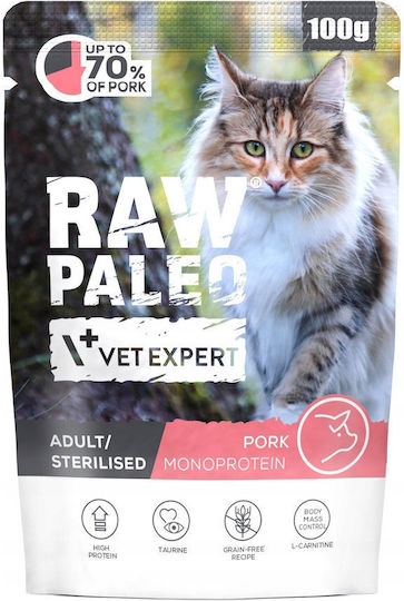 Vetexpert Raw Paleo Adult Sterilised Cat Pork 100g