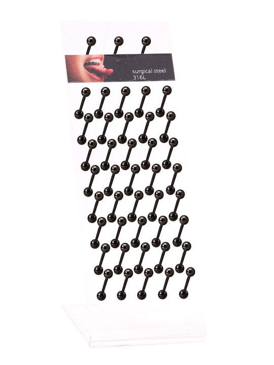 Ro-Ro Accessories Σκουλαρίκι Γλώσσας από Ατσάλι Μαύρο