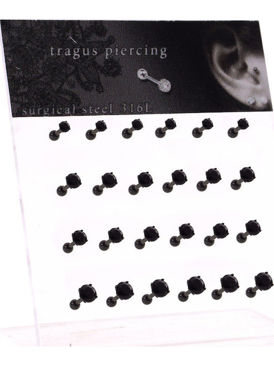 Ro-Ro Accessories Σκουλαρίκι Piercing από Ατσάλι Μαύρο