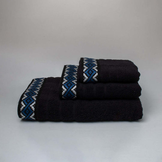 White Fabric Set Prosoape de Baie 3 buc Knit Black Greutate 500gr/m²