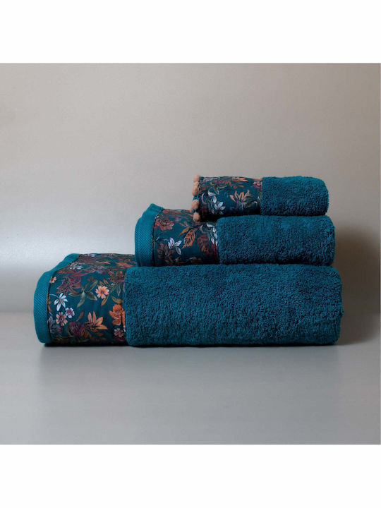 White Fabric Hand Towel Wilma 30x50cm Petrol, Green Weight 600gr/m²