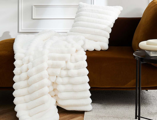 Douceur d'Intérieur Κουβέρτα Fleece Ημίδιπλη 180x220εκ. White