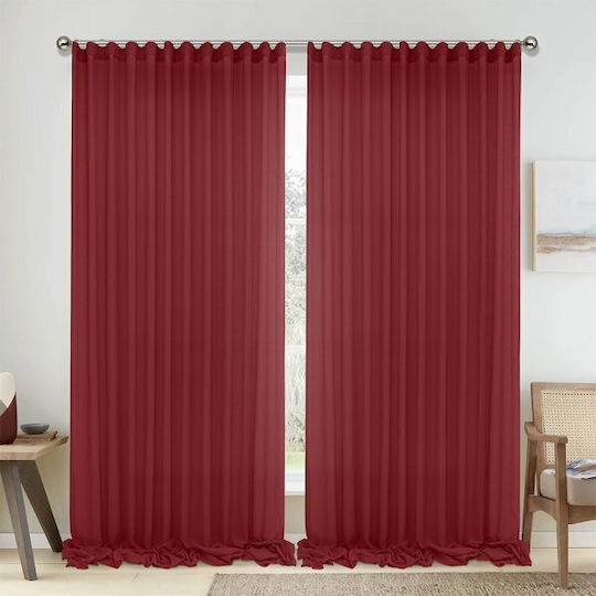 Lino Home Перде с Плик с Писалка Червено 150x295см