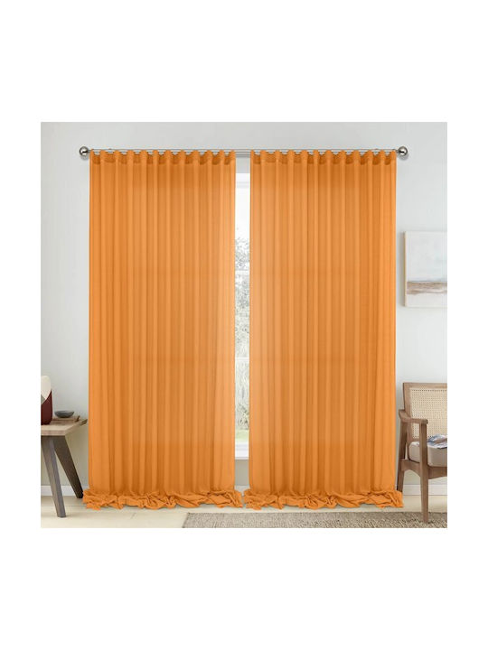 Lino Home Κουρτίνα με Τρέσα Πορτοκαλί 150x295εκ.