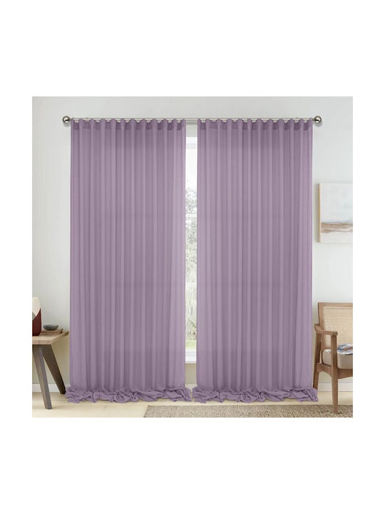 Lino Home Κουρτίνα με Τρέσα Λιλά 150x295εκ.