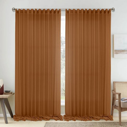 Lino Home Κουρτίνα με Τρέσα Κόκκινη 150x295εκ.