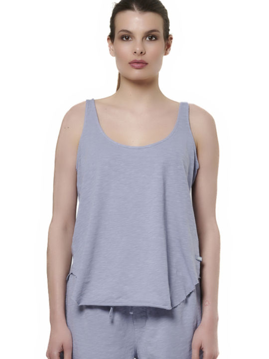 Body Action Damen Bluse Ärmellos Lavender Blue