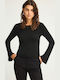 Women's Long Sleeve Sweater Cotton Black