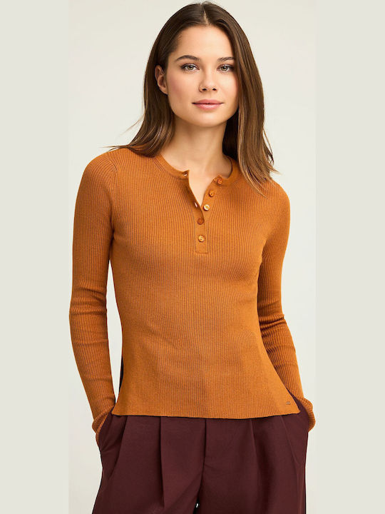 Funky Buddha Women's Long Sleeve Sweater Brown