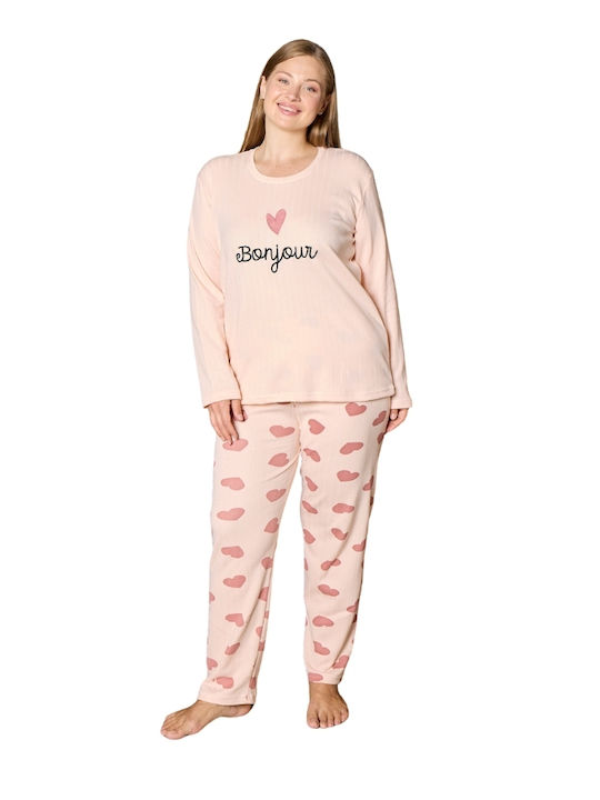 Modalove Winter Damen Pyjama-Set Salmon