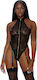 Forplay Eat Your Heart Out Sexy Bodysuit with Garters Black