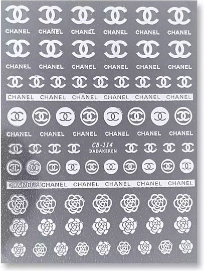 Wd Nail Stickers Decorații Autocolante Pentru Unghii Design Chanel Albe