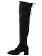 Leder Damenstiefel Über dem Knie Schwarz
