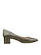 Leather Pointed Toe Gold Heels