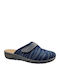 Leather Winter Women's Slippers Blue