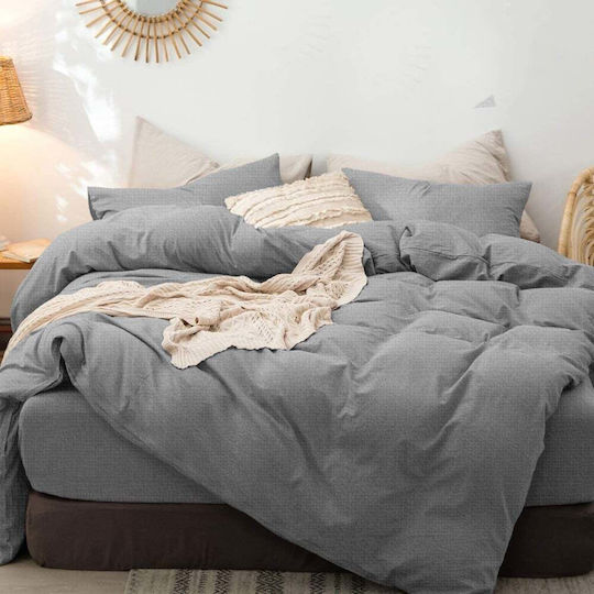 Saray Home Duvet Cover Set Single with Pillowcase 160x240 Rain Grey