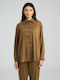 Women's Linen Long Sleeve Shirt Khaki