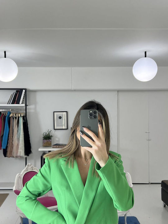 Pop & doll Scurt Blazer pentru femei Crep Încrucișat Sacou Green