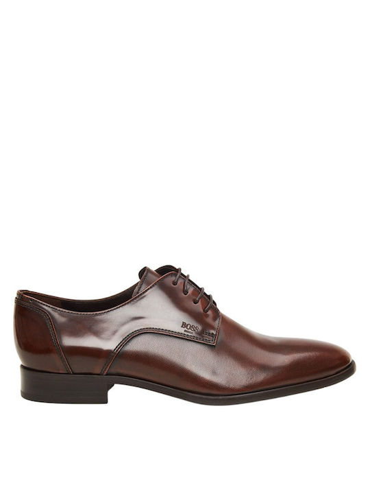 Boss Shoes Men's Leather Dress Shoes Cognac Point