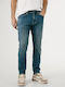 Track Men's Elastic Jeans Pants with Slim Straight Fit Blue
