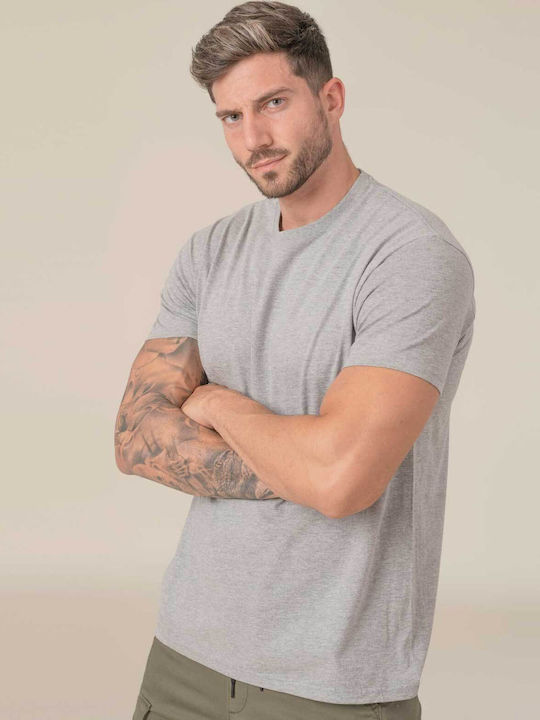 Jhk T-shirt Ανδρικό Διαφημιστικό T-shirt Κοντομάνικο σε Γκρι Χρώμα