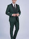 Men's Suit with Vest Slim Fit Green