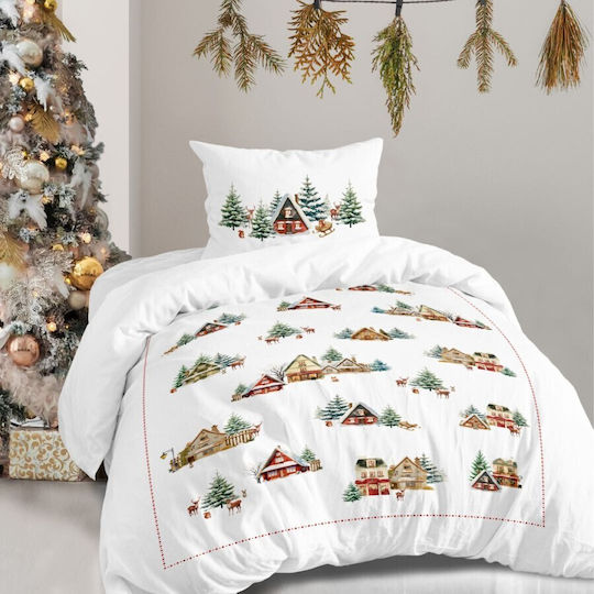 Lenjerii Deosebite Σετ Παπλωματοθήκη Βαμβακερή 160x220cm Μονή με Μαξιλαροθήκη & 1 Σεντόνι Cabin