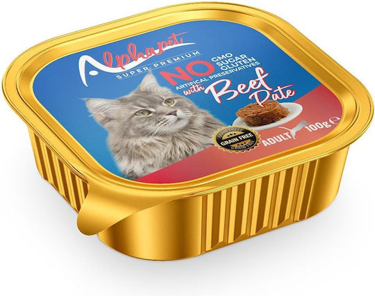 Alpha Pet Υγρή Τροφή για Ενήλικες Γάτες με Μοσχάρι 100gr