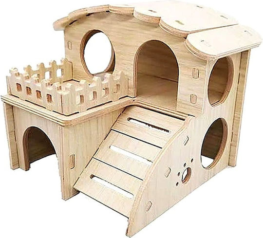 Дървена Двуетажна Къща Балкон Hamster – М14xш14xв13см