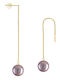 Σκουλαρίκια Κ18 Χρυσά Purple Edison Μαργαριτάρια F126547
