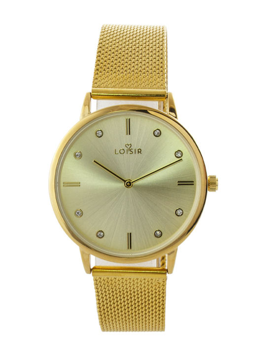 Loisir Fountain Womens Watch 38mm Battery With Gold Metal Bracelet