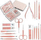 Manicure Pedicure Set 18 Pieces Stainless Steel Portable Case Pink