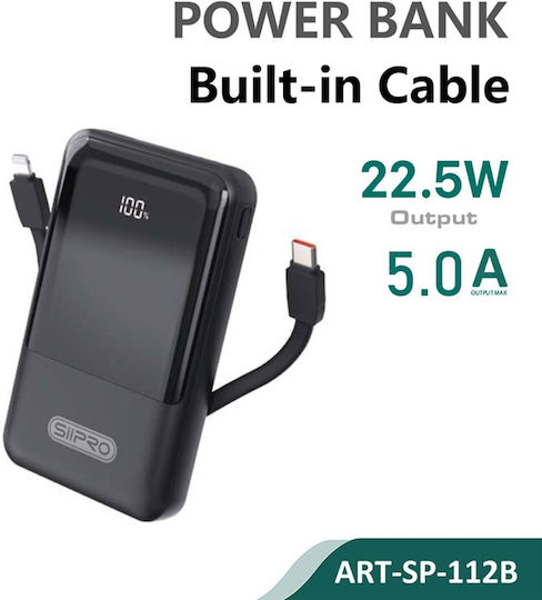 SiiPro SP-112B Power Bank 10000mAh 22.5W Power Delivery Μαύρο