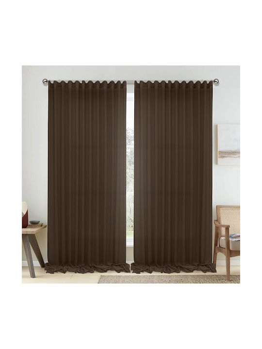 Lino Home Curtain with Pencil Pleat 1010 Brown ...