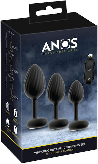 Anos Anal Plugs with Wireless Functionality and Vibration Set Small Silver