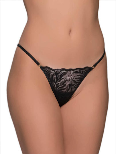 Milena by Paris Women's Sexy String with Lace Black 006950-Black