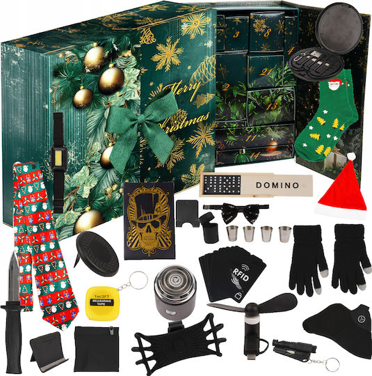 Adventskalender Männer Zola 24 Überraschungen Elegante Box Grüne Schleife