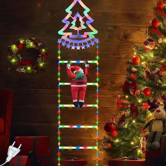 Luminat Decorativ Moș Crăciun Electrică pe Scară 165x25cm.