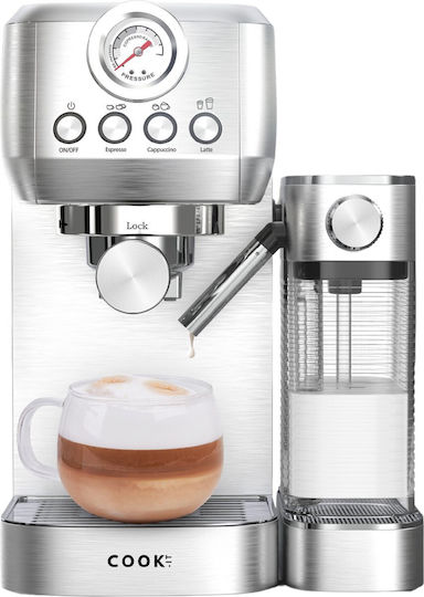 COOK-IT Espressoare 1350W Presiune 20bar Pentru Cappuccino Argintiu